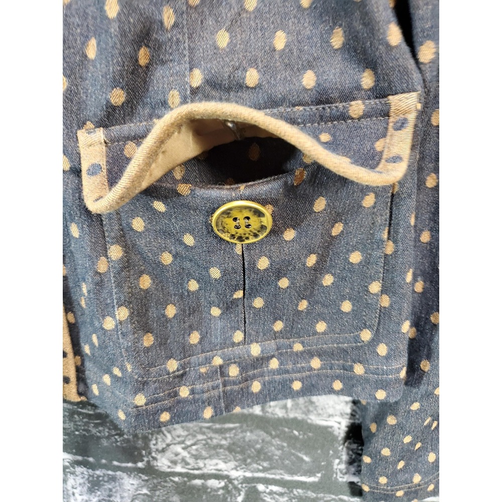 Doncaster Sport Blazer Jacket Blue Polka Dot Pockets Twee Cottage Coquette Sz 6 - Picture 6 of 13